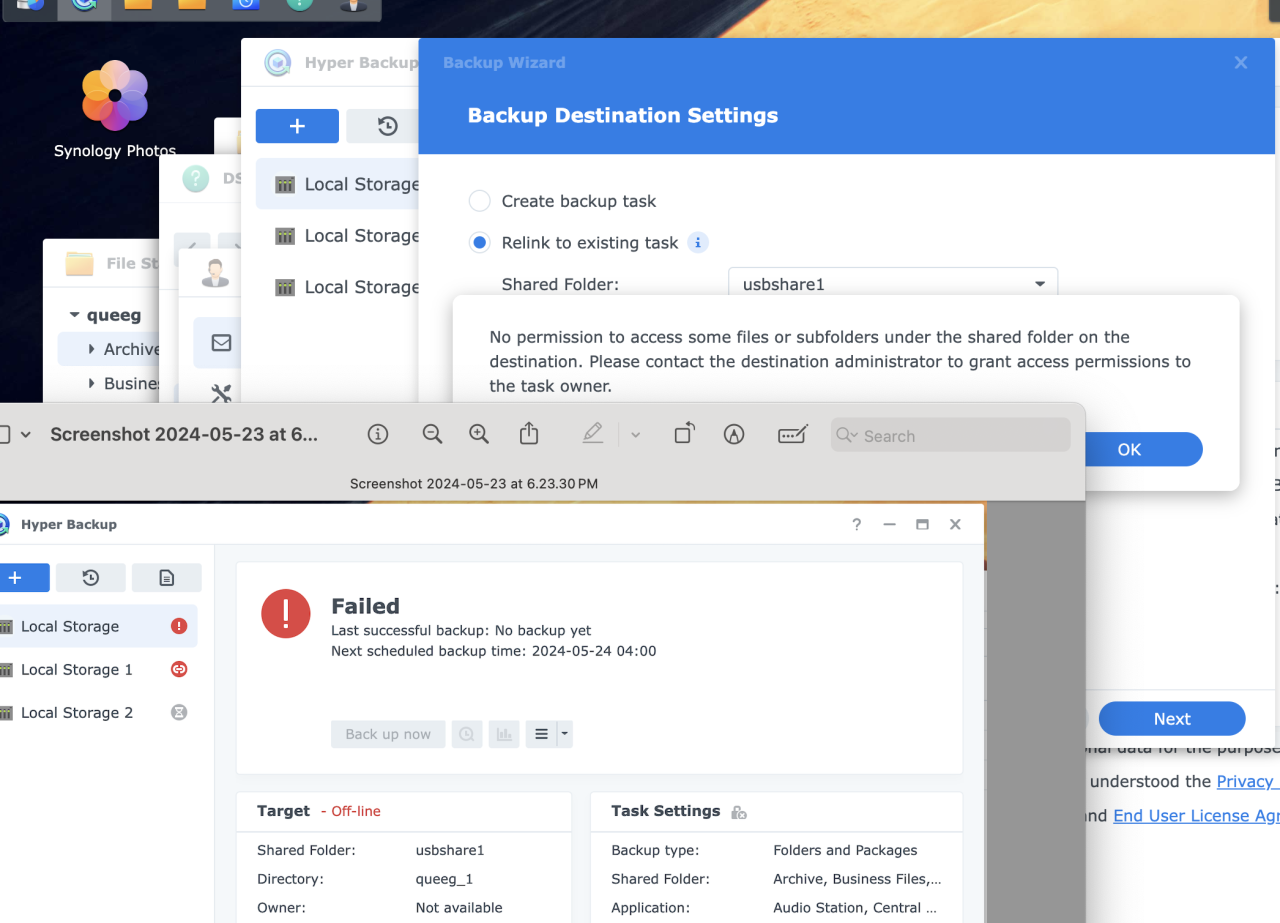 Hyper Backup Target offline - no owner after restore | Synology 