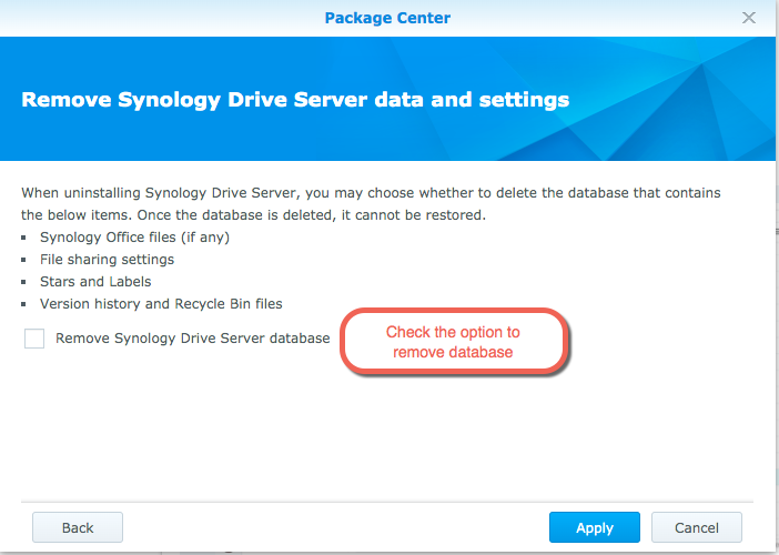 synology drive sharesync service stopping