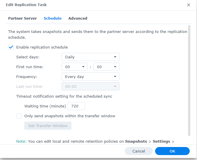 Synology Snapshot Schedule