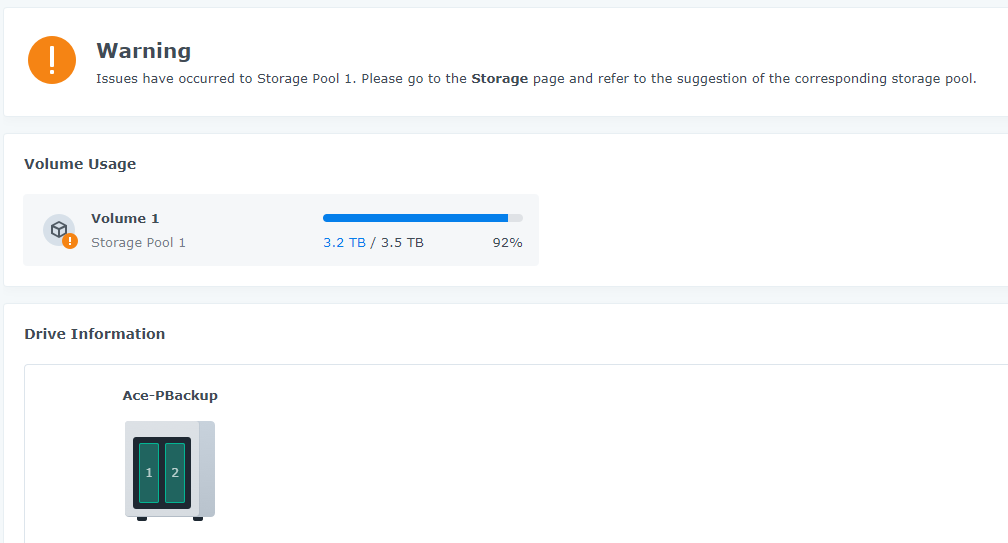 My Synology DS220 says i already used 3.2 TB out of my 3.5 TB storage but  in fact we only use 700GB yet