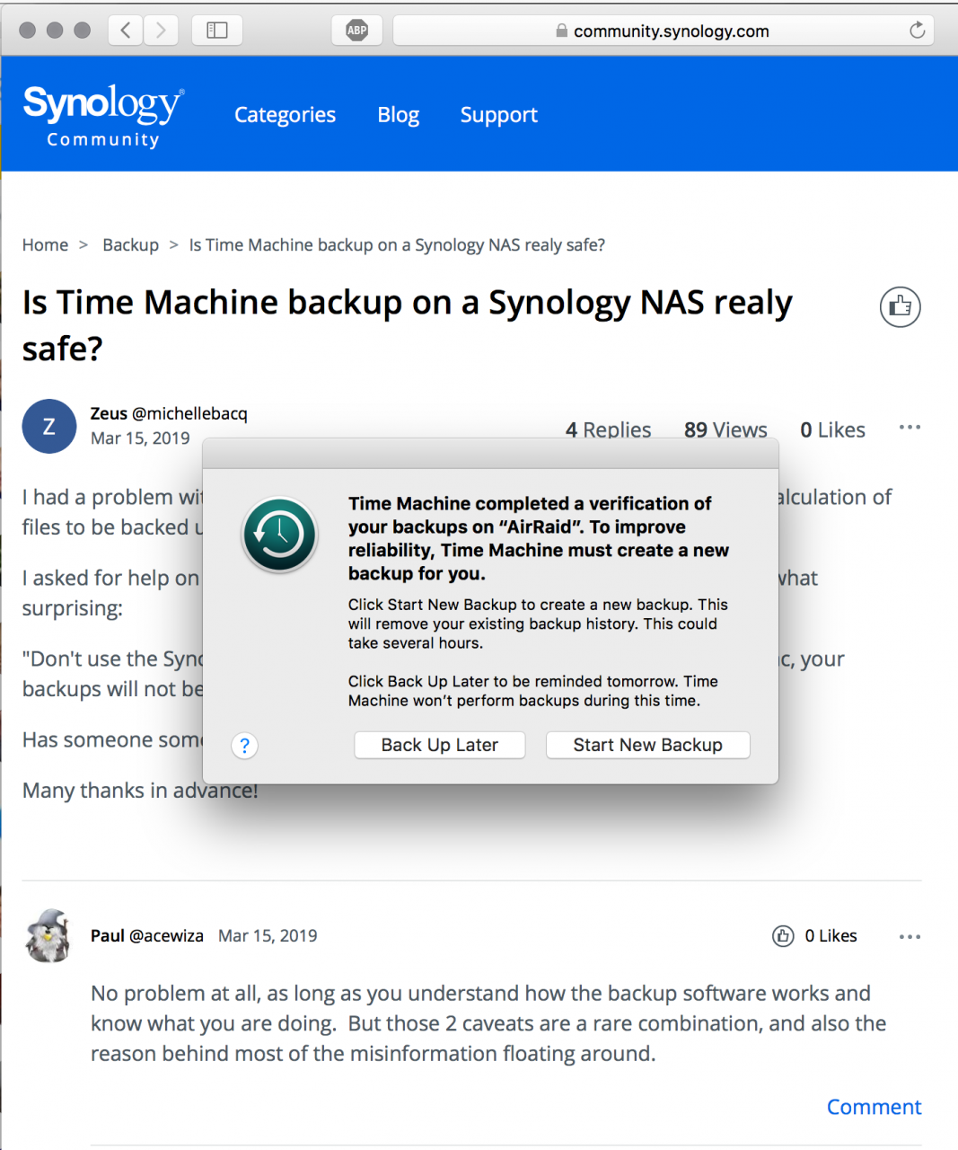 synology nas time machine long backup