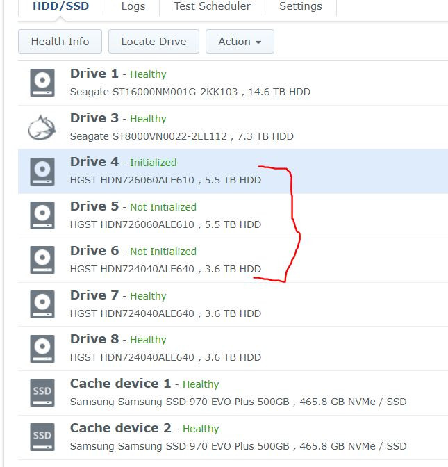 synology initialize drive before repair