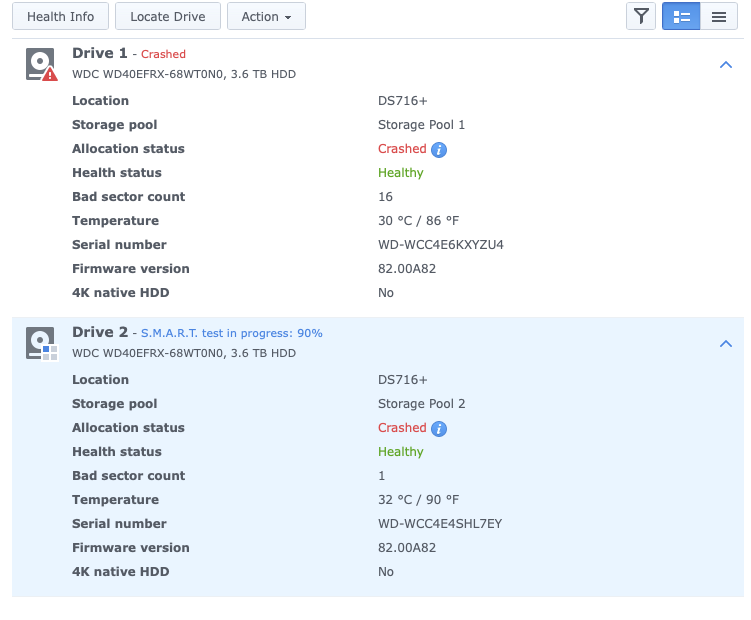 Volume/Storage Pool Crashed, but S.M.A.R.T. say Healthy