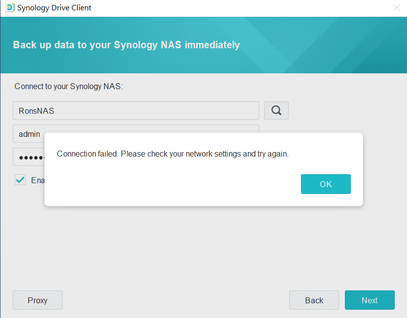 synology cloud station drive network error