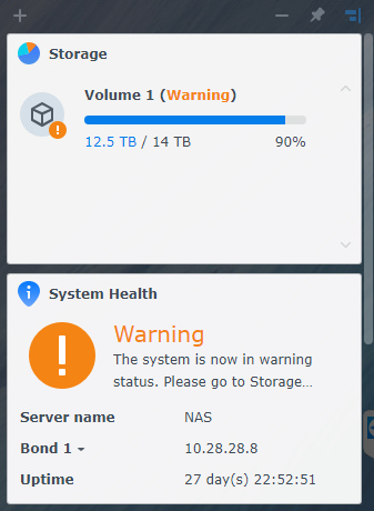 Storage Notification Synology Community