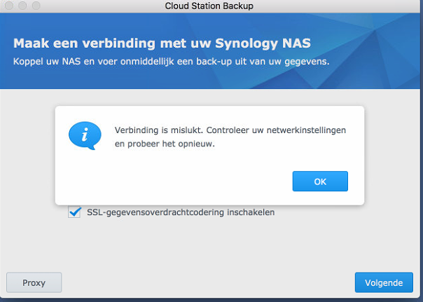 synology cloud station backup connection failed